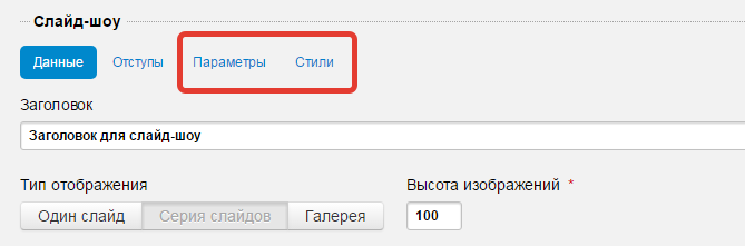 Для настройки режимов отображения и стилей слайд-шоу работаем во вкладках «Параметры» и «Стили»